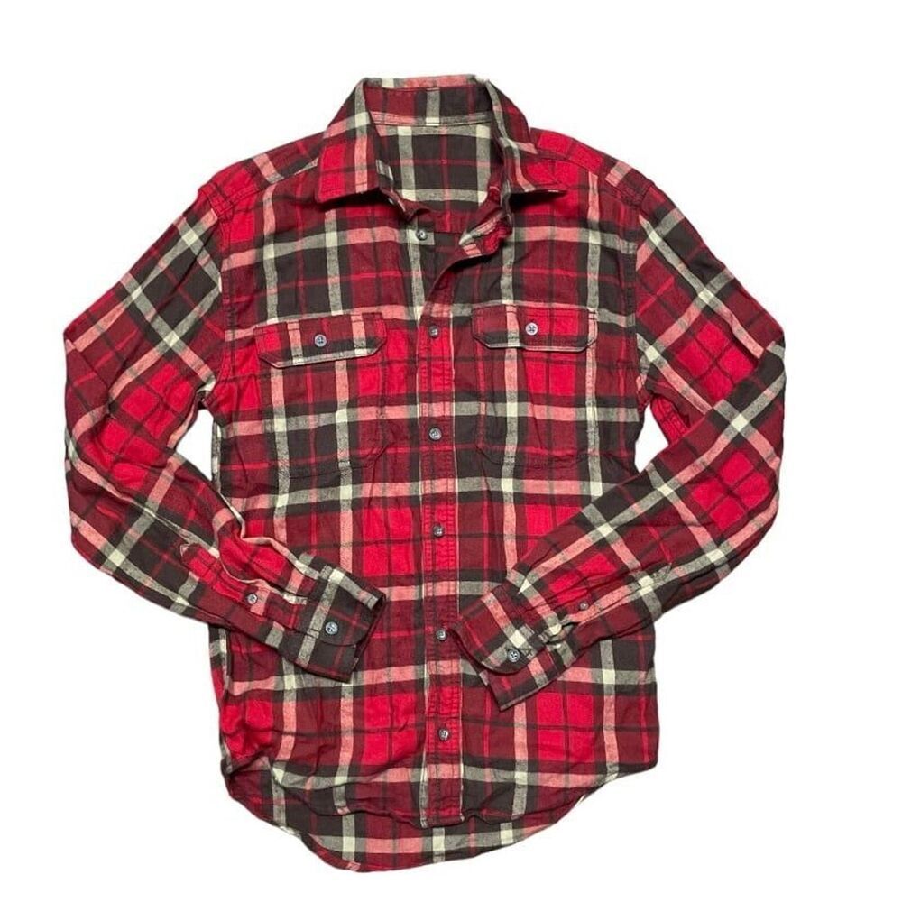 Men’s casual button long sleeve flannel shirt XS